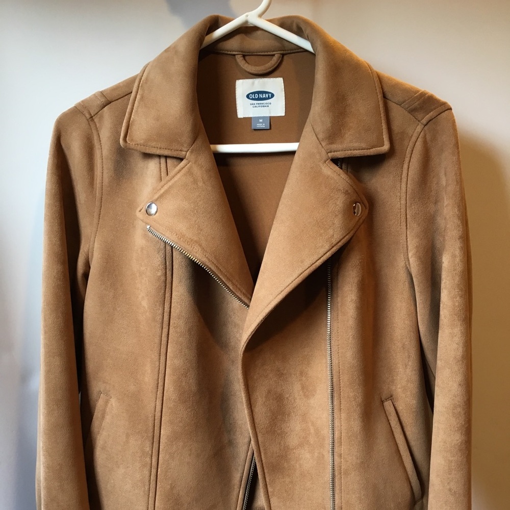 Old Navy Suede Moto Jacket - Blonde/Tan - CUTE